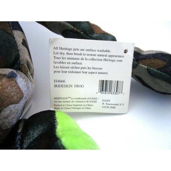 Vintage Irideskin Frog Heritage Collection by Ganz Camouflage Stuffed Plush NWT - Picture 8 of 10